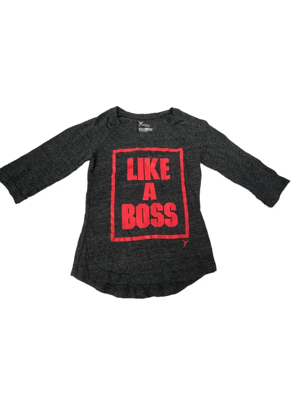 Old Navy Active Boys Gray Red Like A Boss Graphic Long Sleeve Shirt Small 6-7